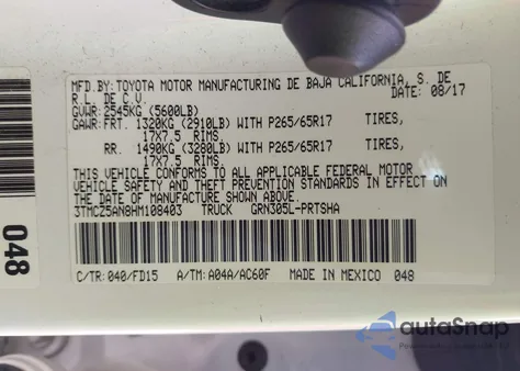 2017 Toyota Tacoma Trd Sport z USA, uszkodzony, nr VIN 3TMCZ5AN8HM108403